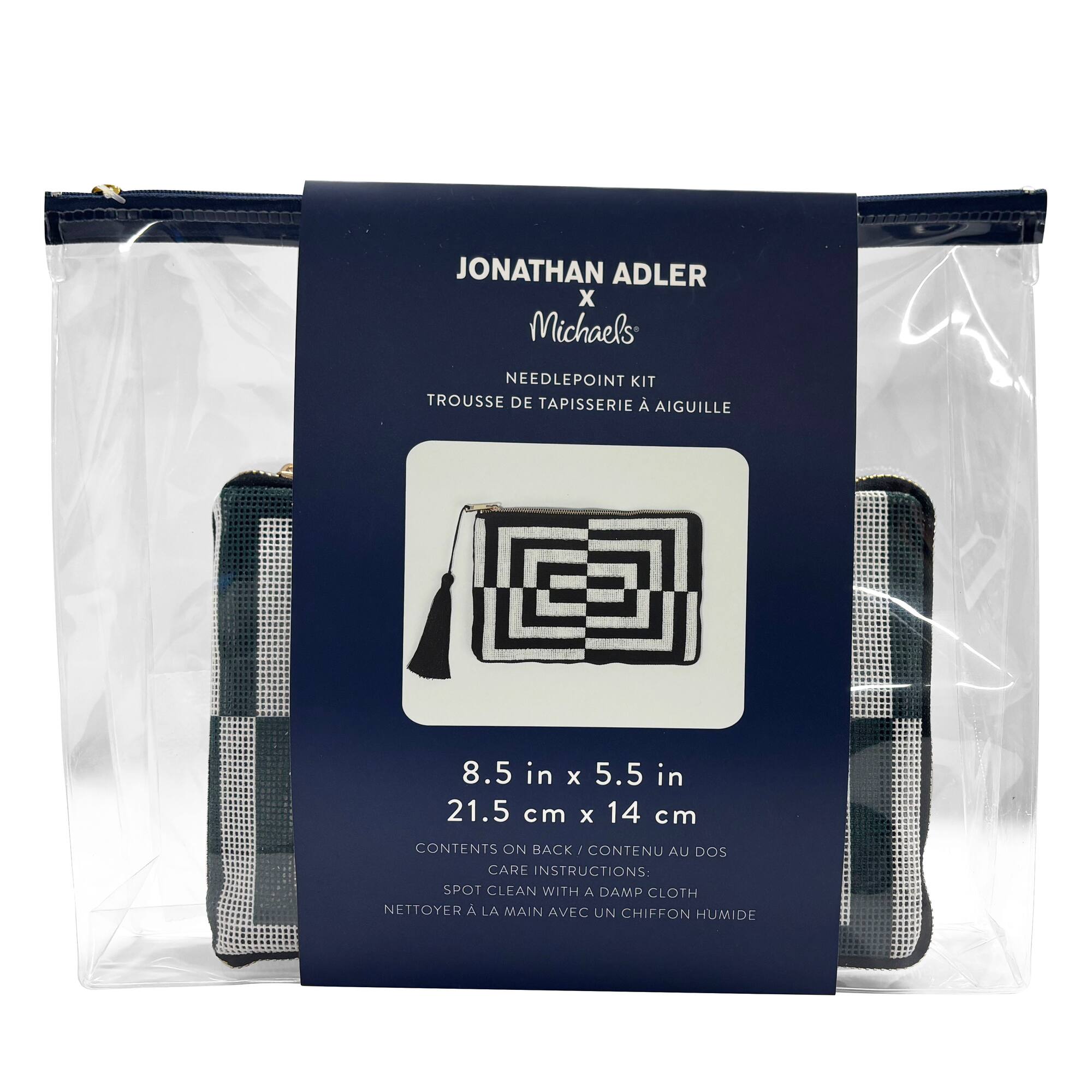Jonathan Adler x Michaels Black & White Op Art Needlepoint Clutch Kit